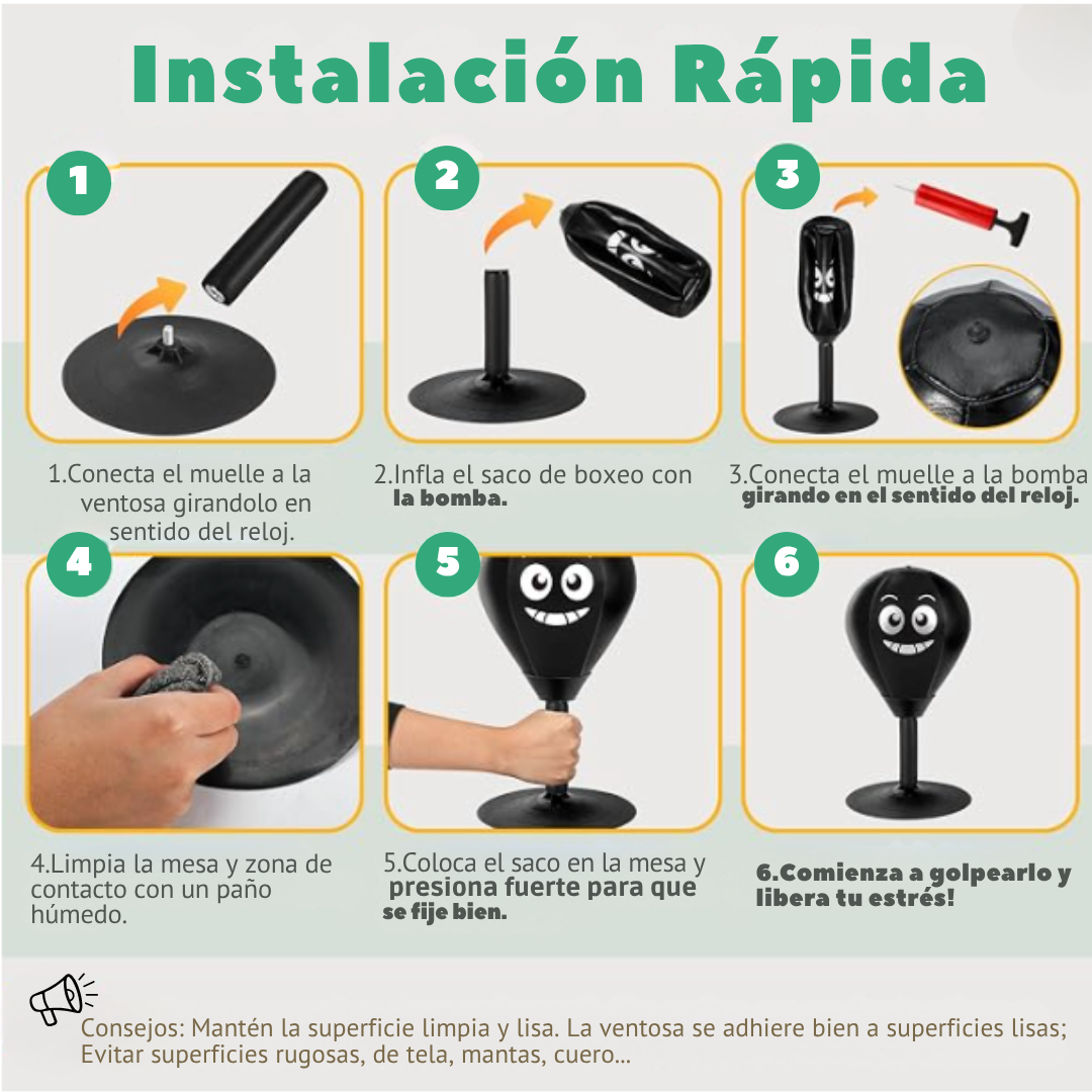 Saco mesa StressKO, golpea el saco y no tu mando o el monitor.